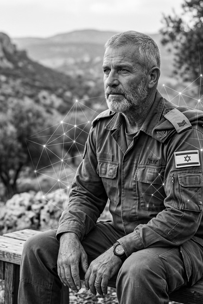 IDF soldier with neural network overlay