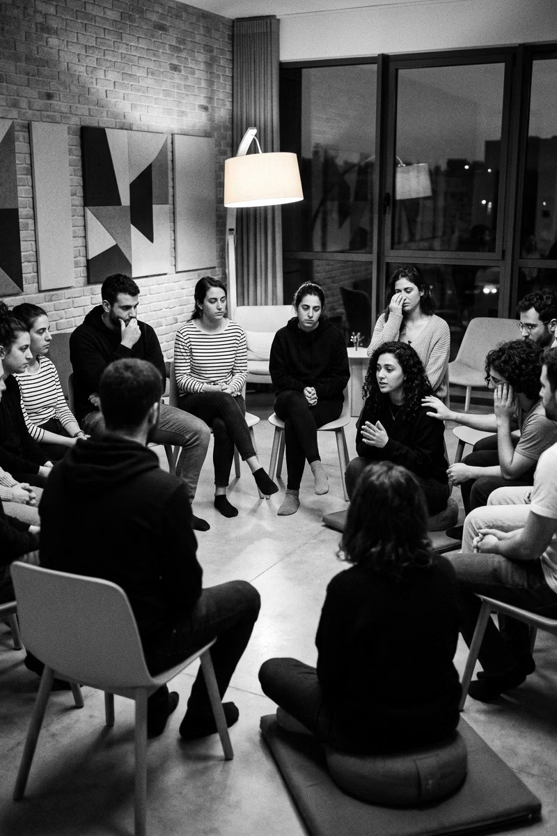 Support group circle discussion